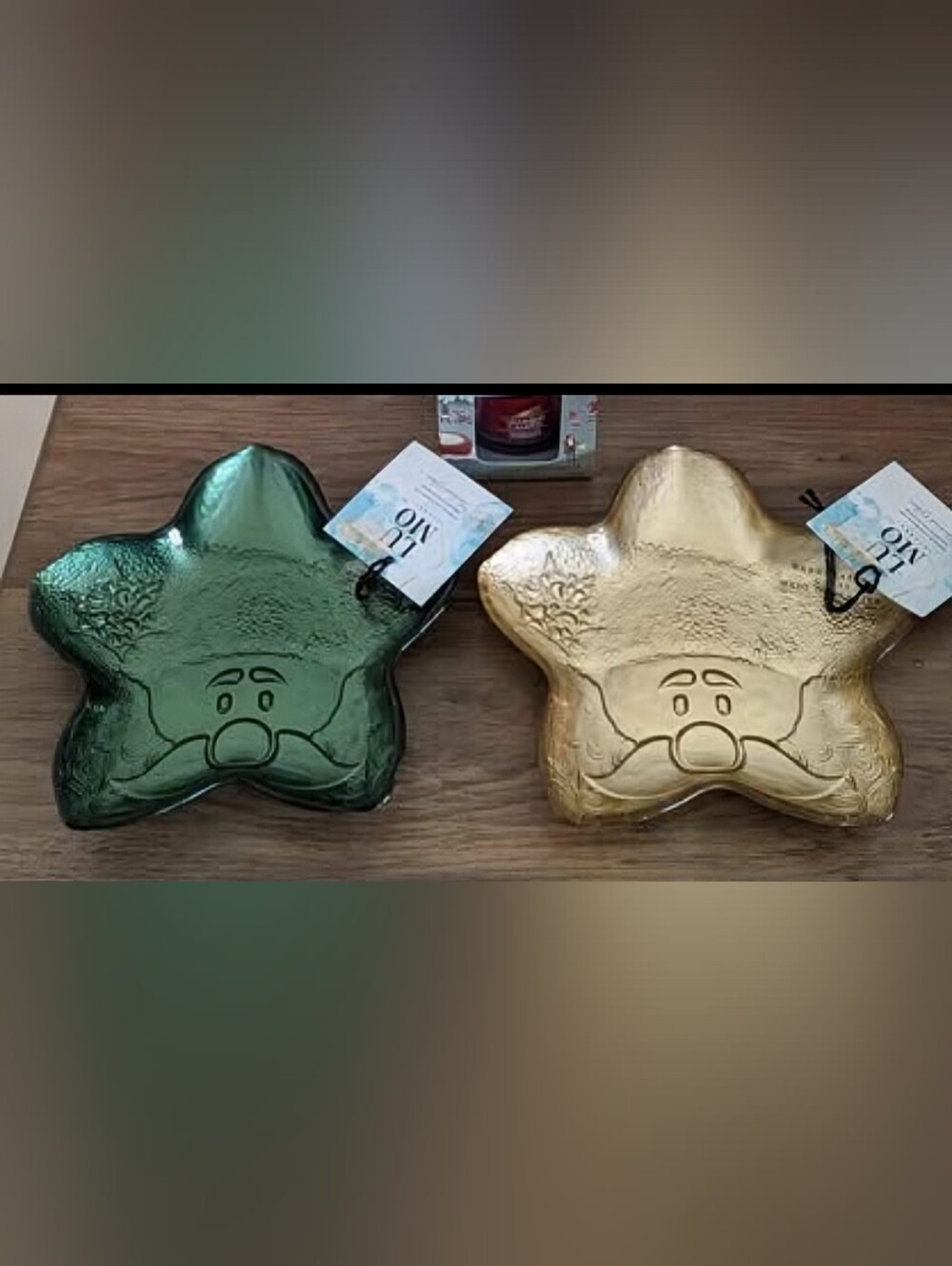 6" Turkish Glass Santa Face Small Candy Dishes/Trinket Trays  Set of 2